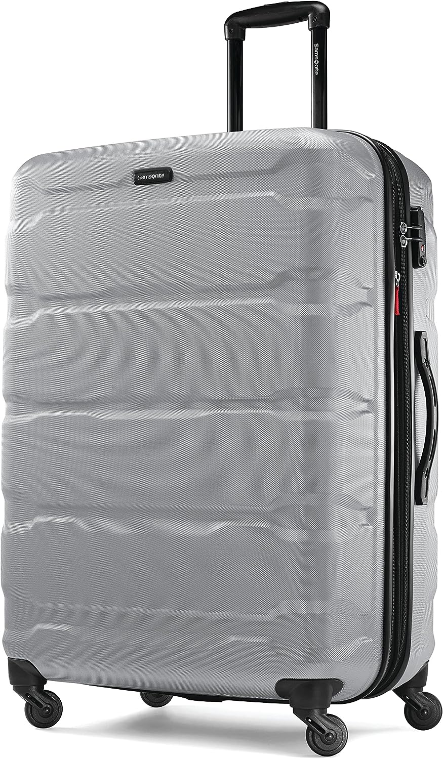 Samsonite Omni PC Hardside Expandable Luggage with Spinner Wheels, Checked-Large 28-Inch, Silver