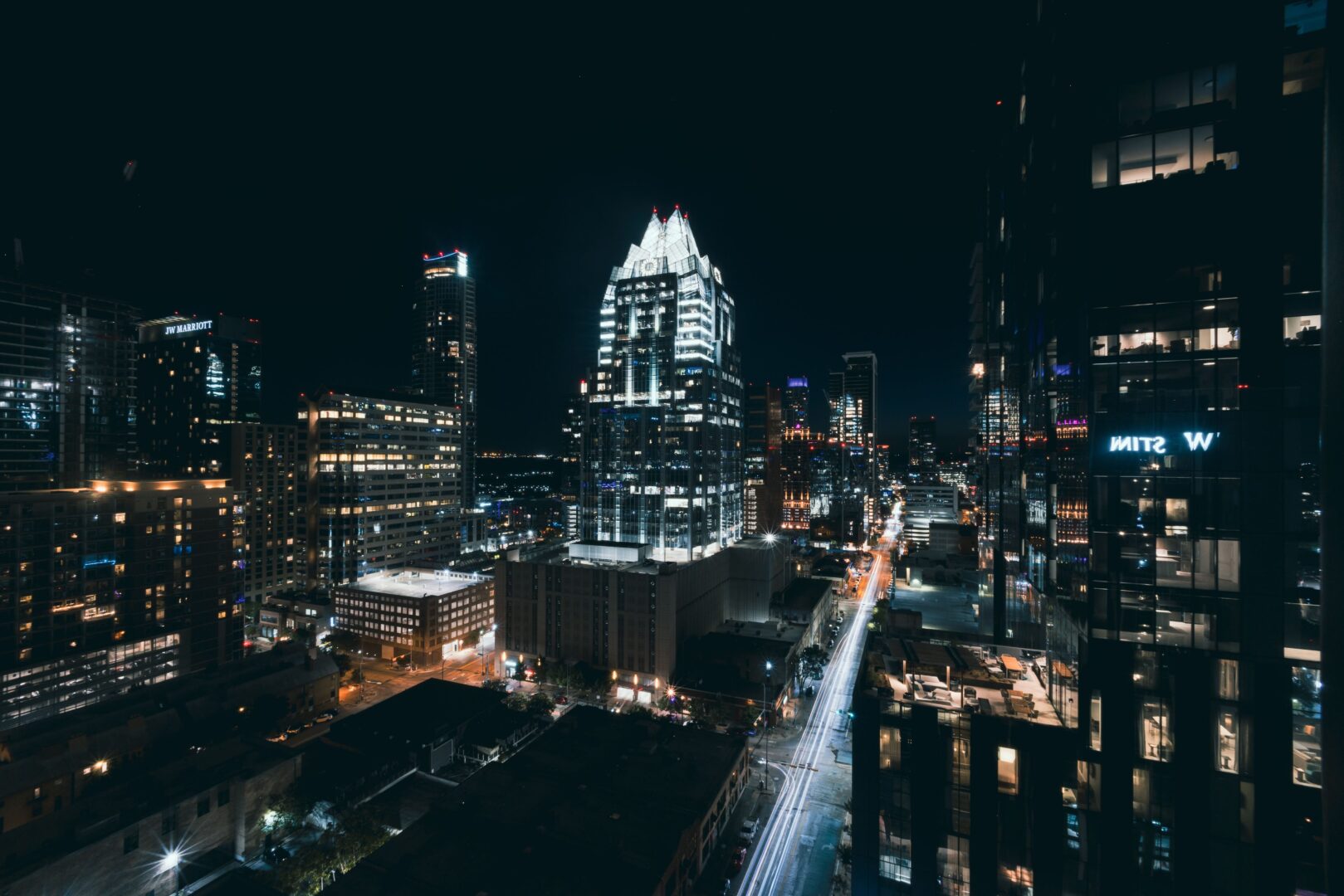 B2B skyscrapers at night